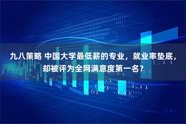九八策略 中国大学最低薪的专业,就业率垫底,却被评为全网满意度第一名?